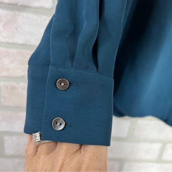 Veronika Maine Teal Jewel Tone Button Down Button Size S - Picture 7 of 8